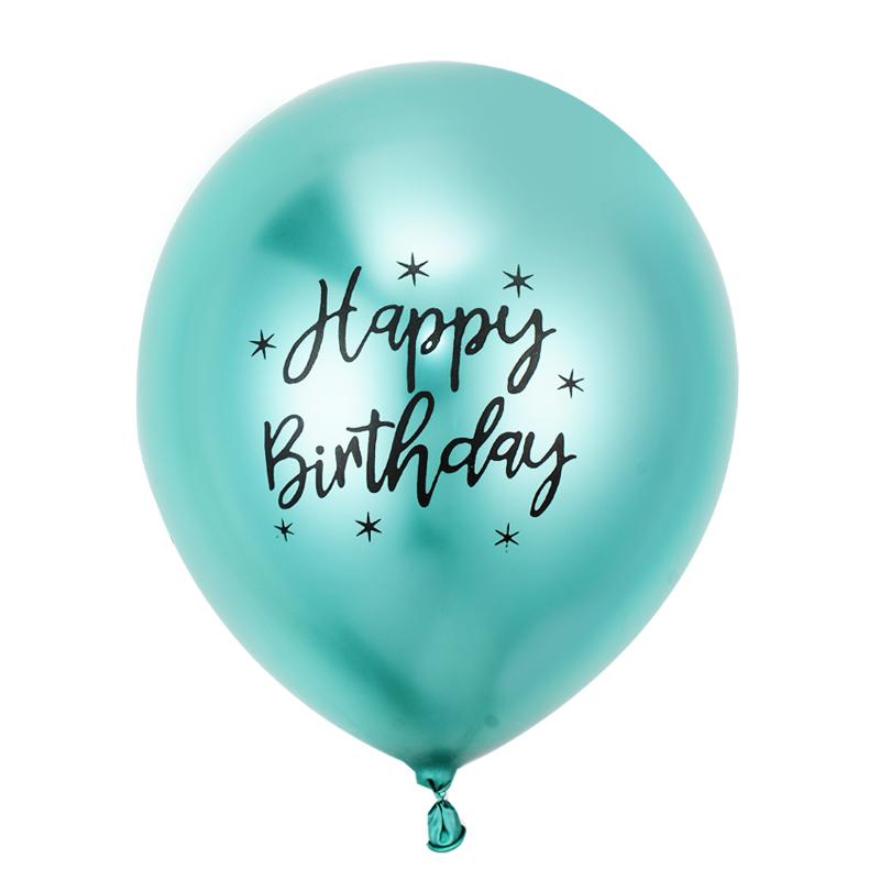 10pcs Birthday Balloons Chrome Latex Happy Birthday Printed Pattern Baby Shower Balloon Metal Birthday Party Decorations