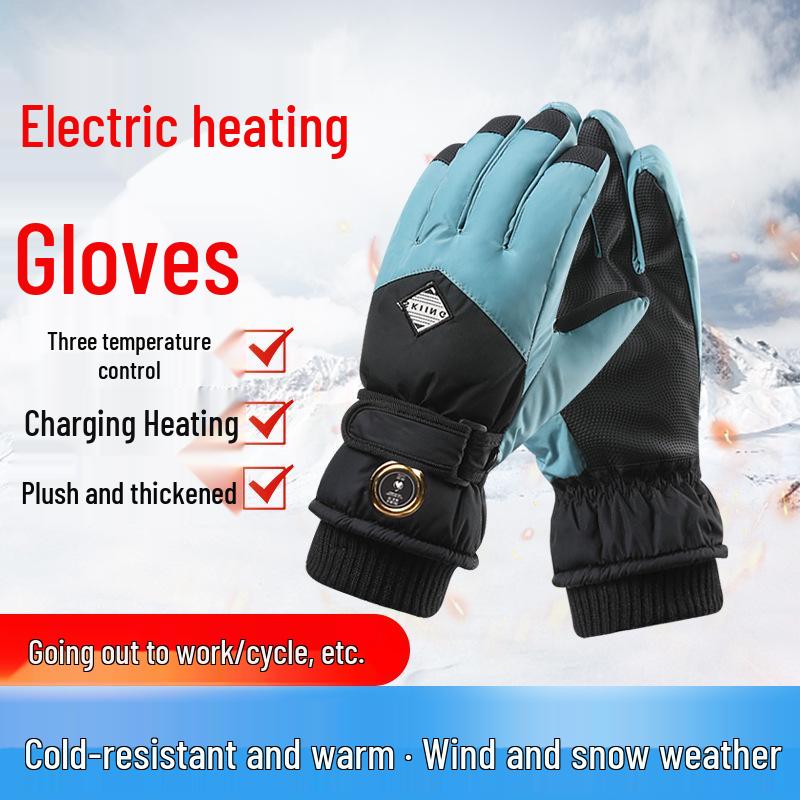 Unisex Heated Waterproof Motorcycle Gloves with Thick Insulation and Velvet Lining