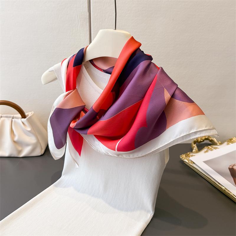 Luxury Horse Print Square Silk Scarf Women Neck Tie Soft Hijab Headscarf Female Fashion Decorate Head Scarf Foulard Bandana