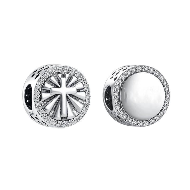 New 925 Plated Silver Beads Smooth surface Charms Fit Pan Bracelet DIY Gift Women