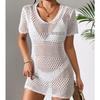 European & American Women's Sexy Hollow Short-Sleeve Bikini Cover-Up Sun Shirt