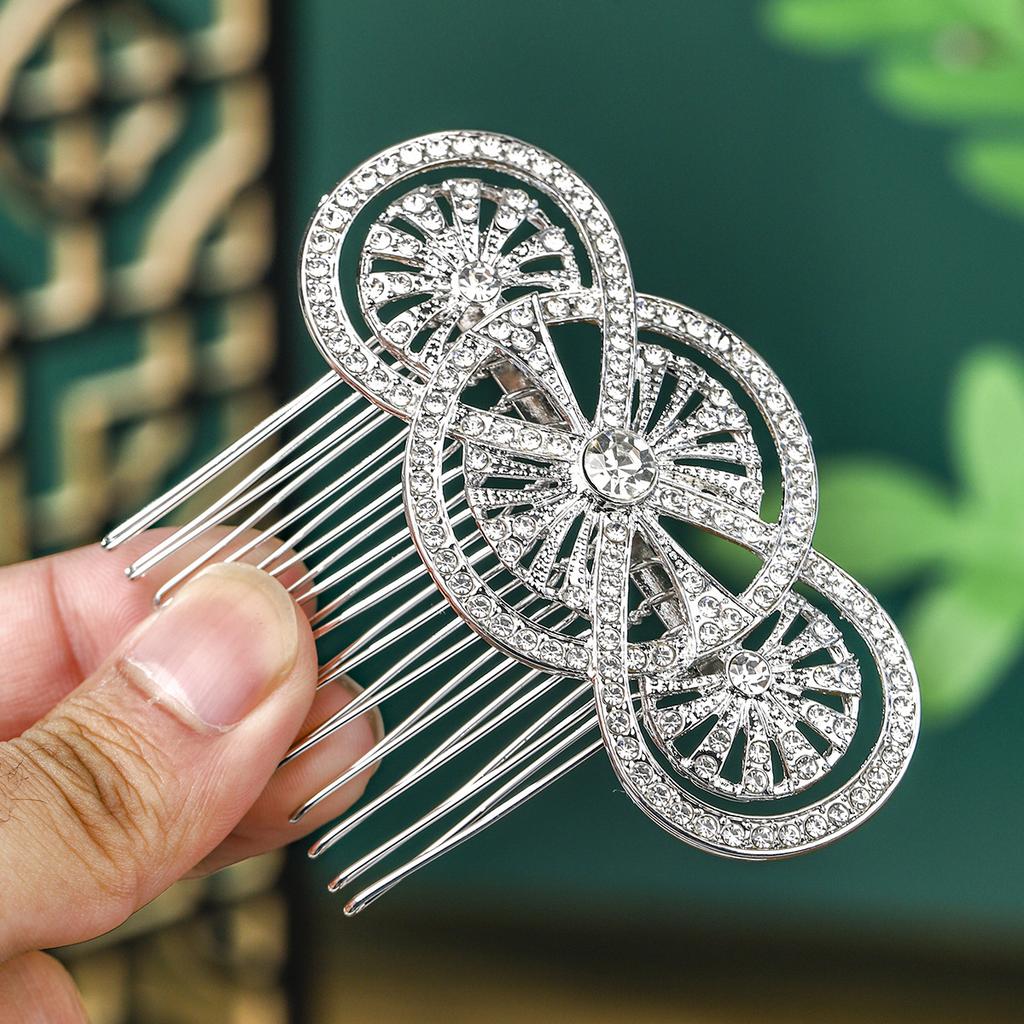 Vintage Rhinestone Bridal Hair Comb Wedding Updo Headpiece Photo Shoot Accessory Elegant Crystal Insert Comb
