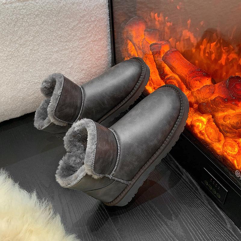 

Зимние ботинки на толстой подошве, женские водонепроницаемые и нескользящие короткие ботинки 2024 года, зимние ботинки большого размера из утолщенного бархата, теплые, большого размера из хлопка 35 светло-серый