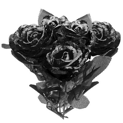 Paillettes Rosa Nero Rosa Imitazione Fiore Finto Decorazione di Halloween Multicolore Artificiale Imitazione