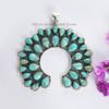 Genuine Turquoise Cluster Pendant-925 Sterling Silver Pendant-Kingman Turquoise Multi Stone Pendant-Gemstone Pendant-Wedding Pendant