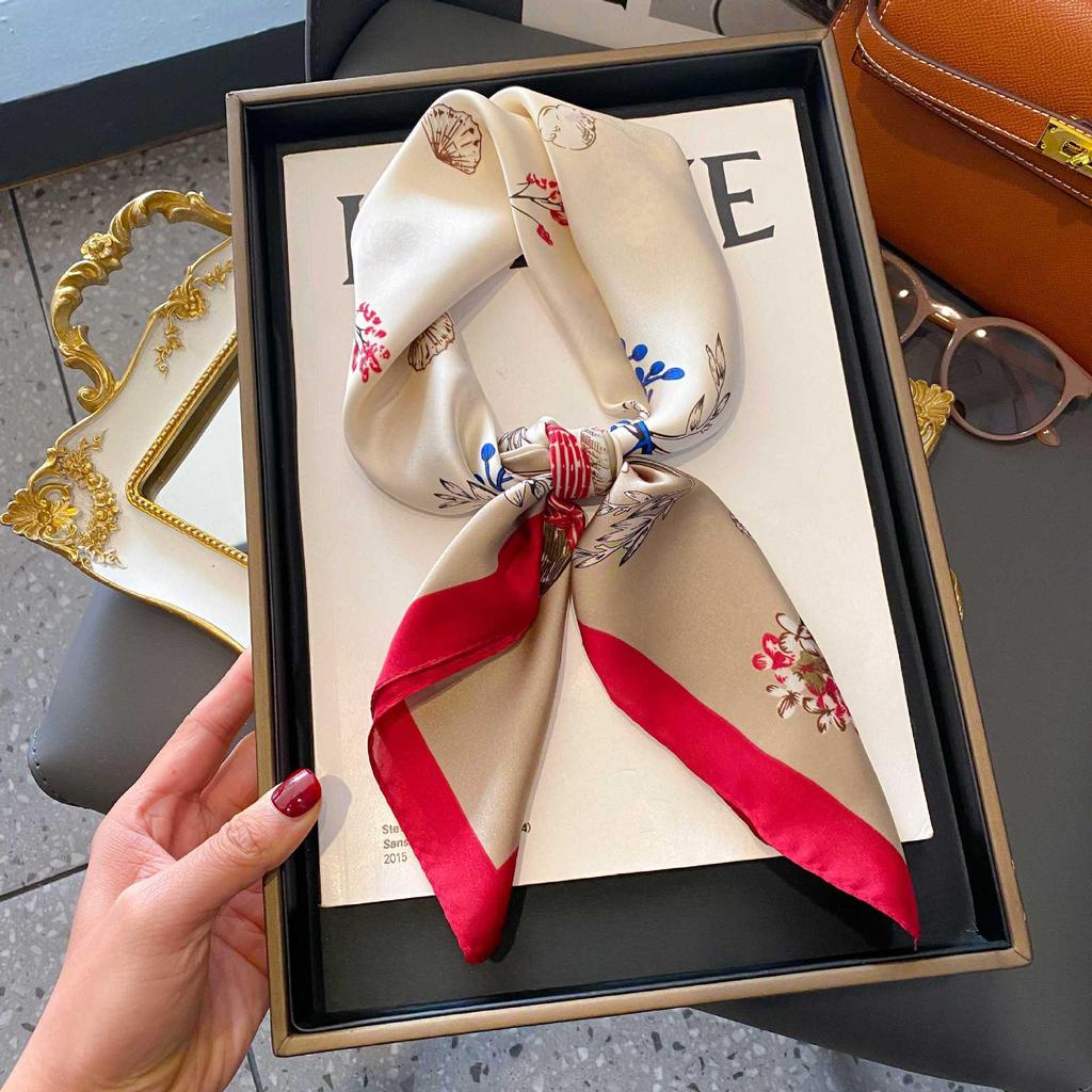 Zhang Ruonan Silk Scarf: Women's 2025 Spring/Summer Retro Neck Tie Accessory - High-End Small Square Neckerchief