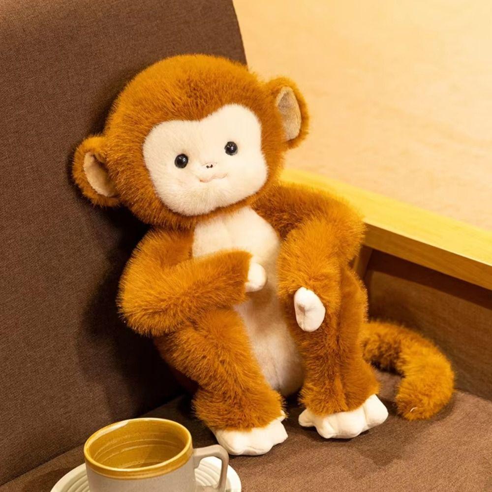 Sitting Stuffed Monkey Doll PP Cotton Animal monkey Plush Doll  Birthday Parties