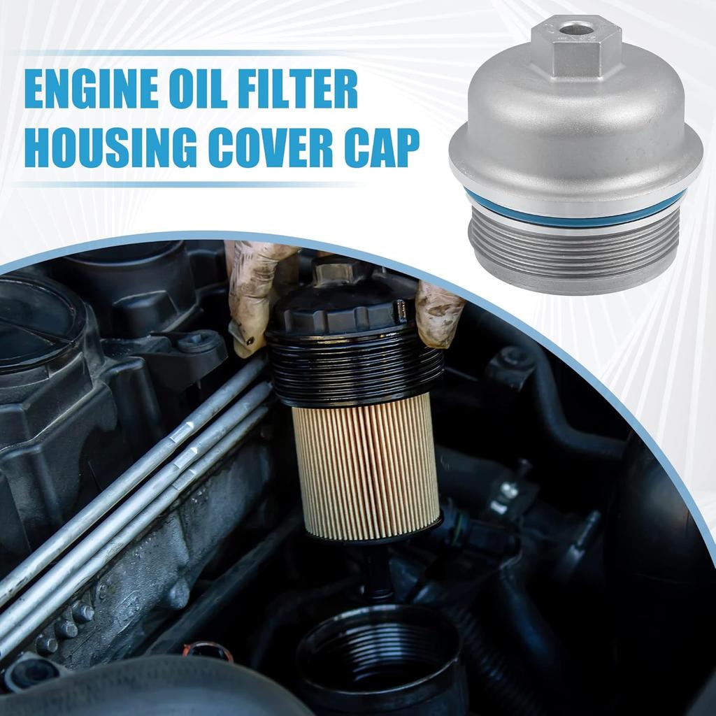 Engine Oil Filter Housing Cover Cap 12583470 for Chevrolet Camaro 3.6L 2010-2015 Metal Silver Tone