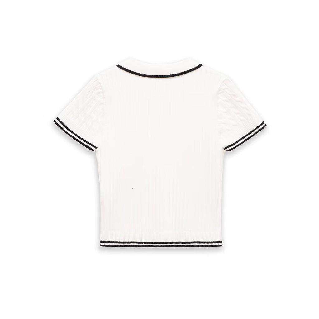 2026 Spring European & American Women's Cable Knit Short-Sleeved Sweater