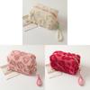 Sweet Plush Cosmetic Organizer With Heart Pattern And Zipper Closure For Women And Men