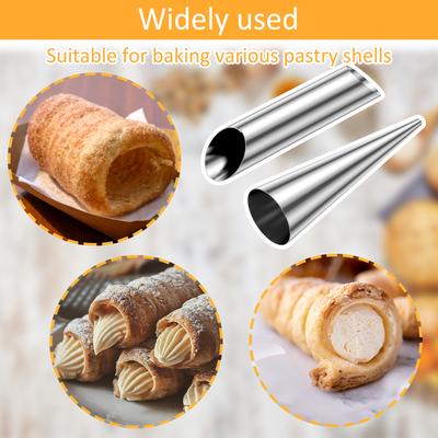 20/30Pcs Cannoli Tubes Stainless Steel Cream Horn Mold Non-Stick Cannoli Forms Conical Tube Cone Dessert Pastry Roll Baking Tool