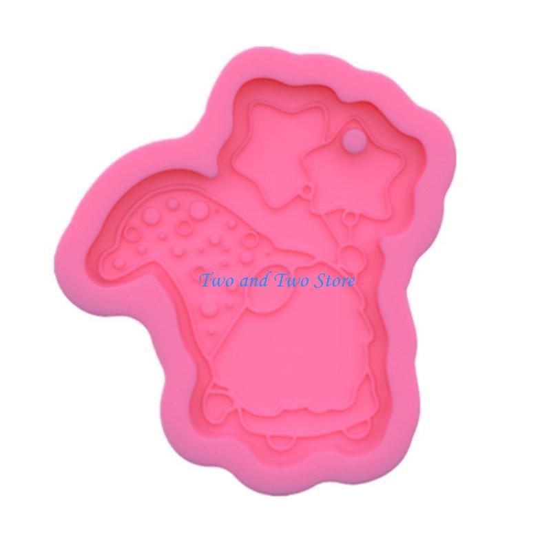 HX6F Shiny Glossy Santa Little Dwarf Silicone Epoxy Resin Mold DIY Keychain Pendant Jewelry for Christmas Day Gift