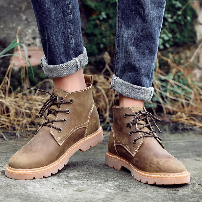 Tooling Stiefel Outdoor Paar Leder Martin Stiefel Damen Atmungsaktive Mid-Top Lederstiefel Herren Wüstenstiefel Cowboy Kurze Stiefel Motorradstiefel