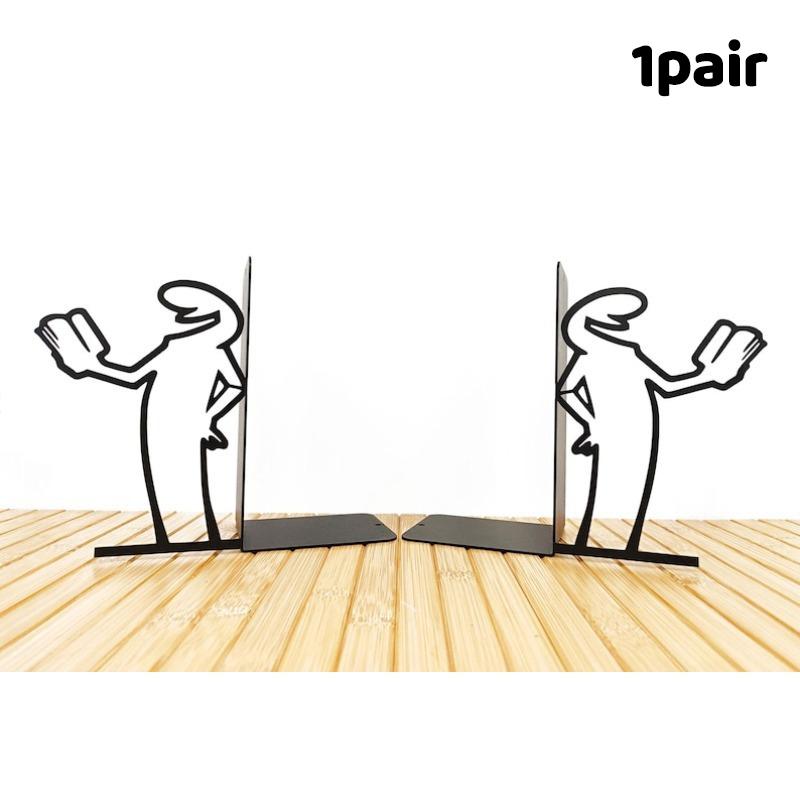 1Pair New Desktop Book Stand Cute Line Villain Black Creative Desktop Decoration Iron Book Stand
