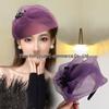 White Organza Evening Half Hat Headband with Wide Edge for High Skull Top Hairstyle