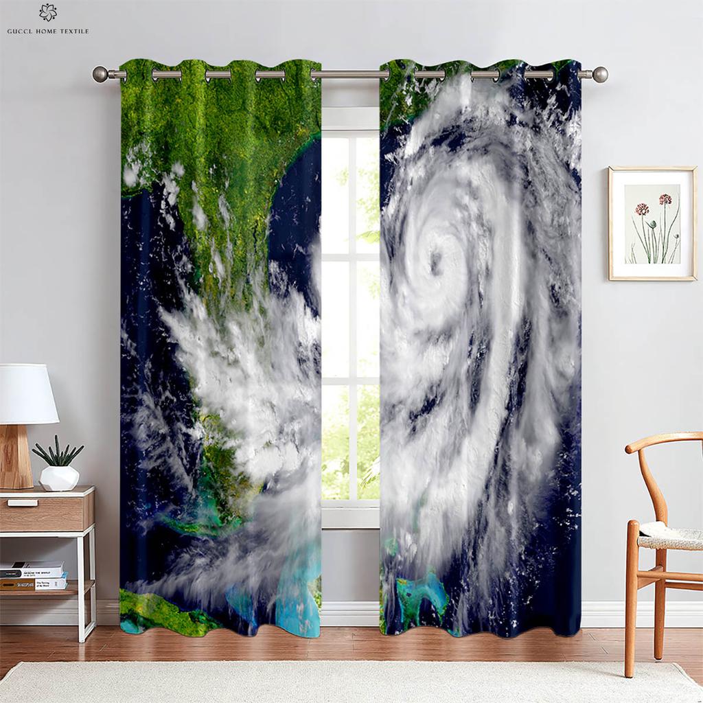 Landscape Dream Starry Sky Planet 3d Printing Curtains Children's Room Study Living Room Atmosphere Decorative Curtains 2PCS
