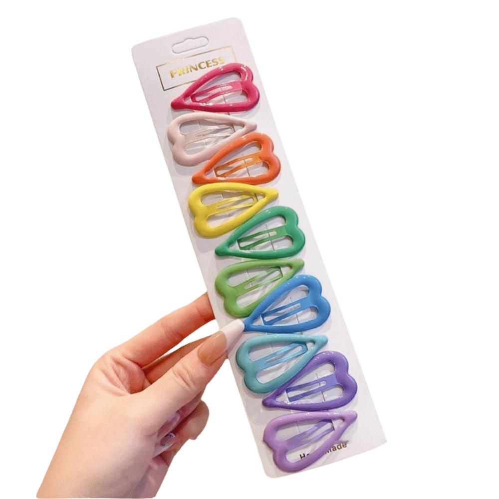 10Pcs Star Heart Shaped Hair Clips Alloy Side Clips Cute Hairpins