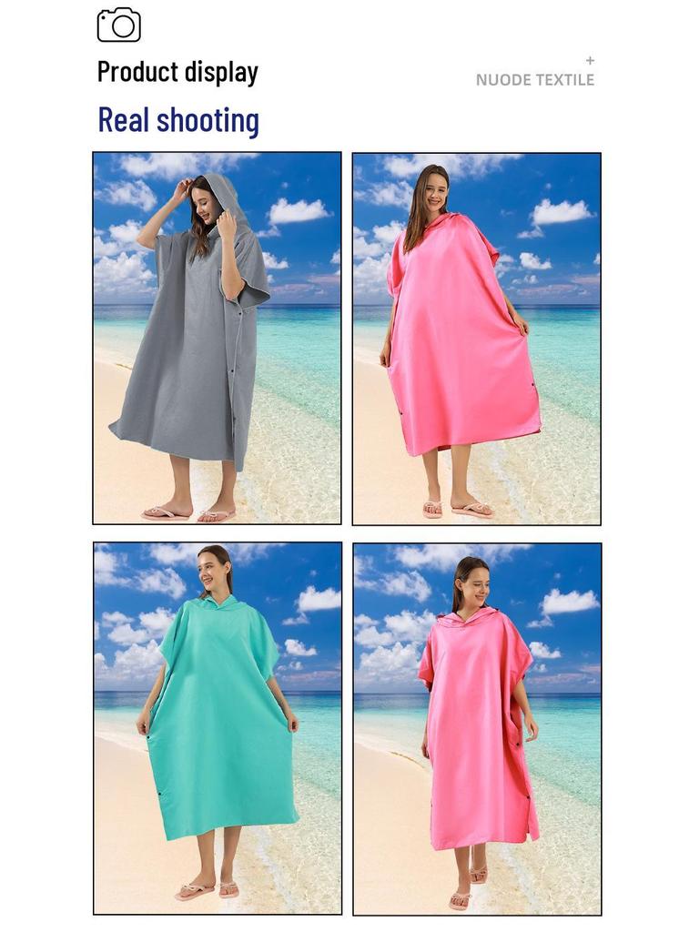 Ultrafine Fiber Hooded Beach Bathrobe and Portable Changing Towel