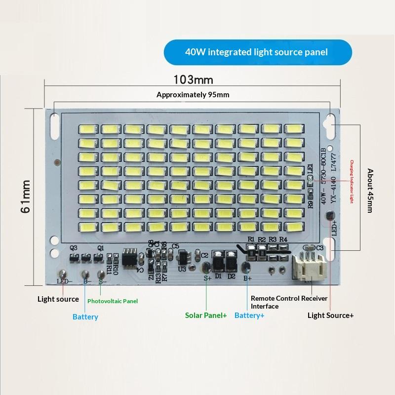 1Pcs 25/40/60/100/200W Led Solar Light Board White Light High Brightness Light Source Panel With Remote Controller