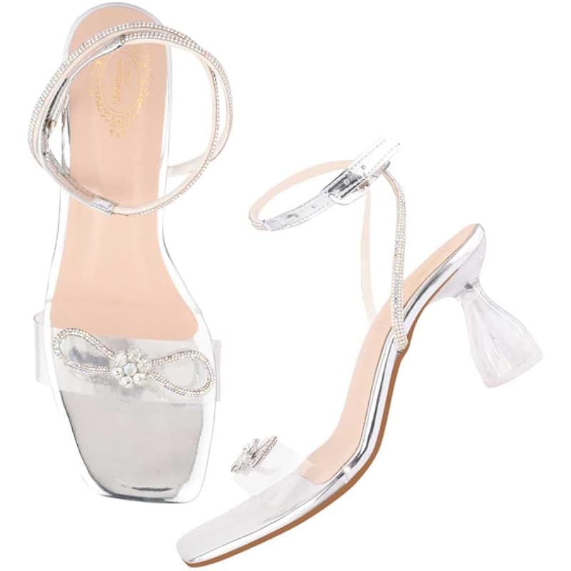 Shoetopia Stylish Embellished Rhinstone Detailed Heels For Women & Girls /Eu36
