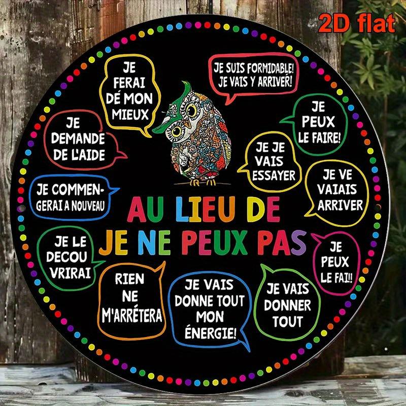 D Flat Vintage FrenchStyle Inch Round Aluminum Sign with a Positive Mindset Message a Motivational Wall Plaque for Home