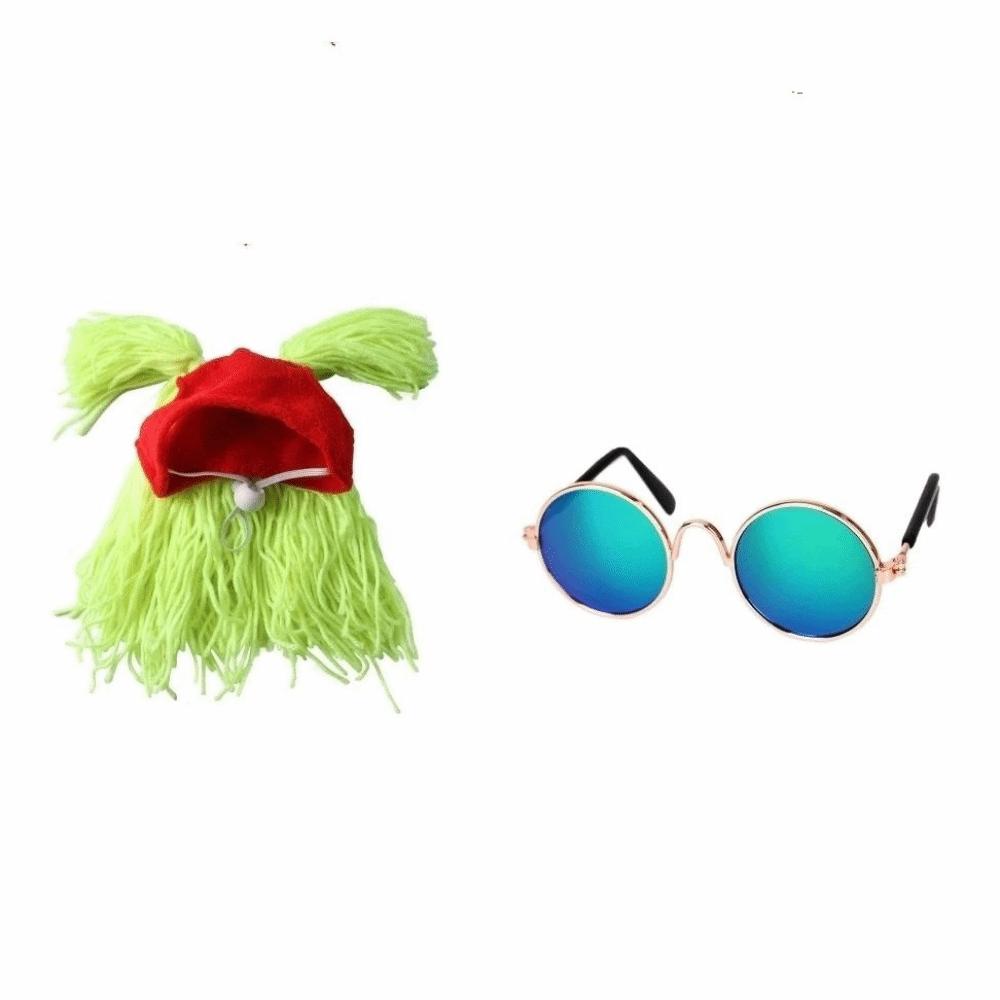 Rock Roll Style Pet Leaky Ear Cap Wig Cap Pet Cosplay Headwear Funny Cat Hat  Party Costume