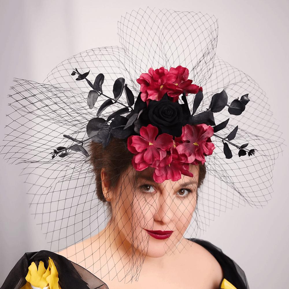 Elegant Halloween Hairpin Fashion Mesh Headpiece Creative Rose Hairpin  Halloween Party