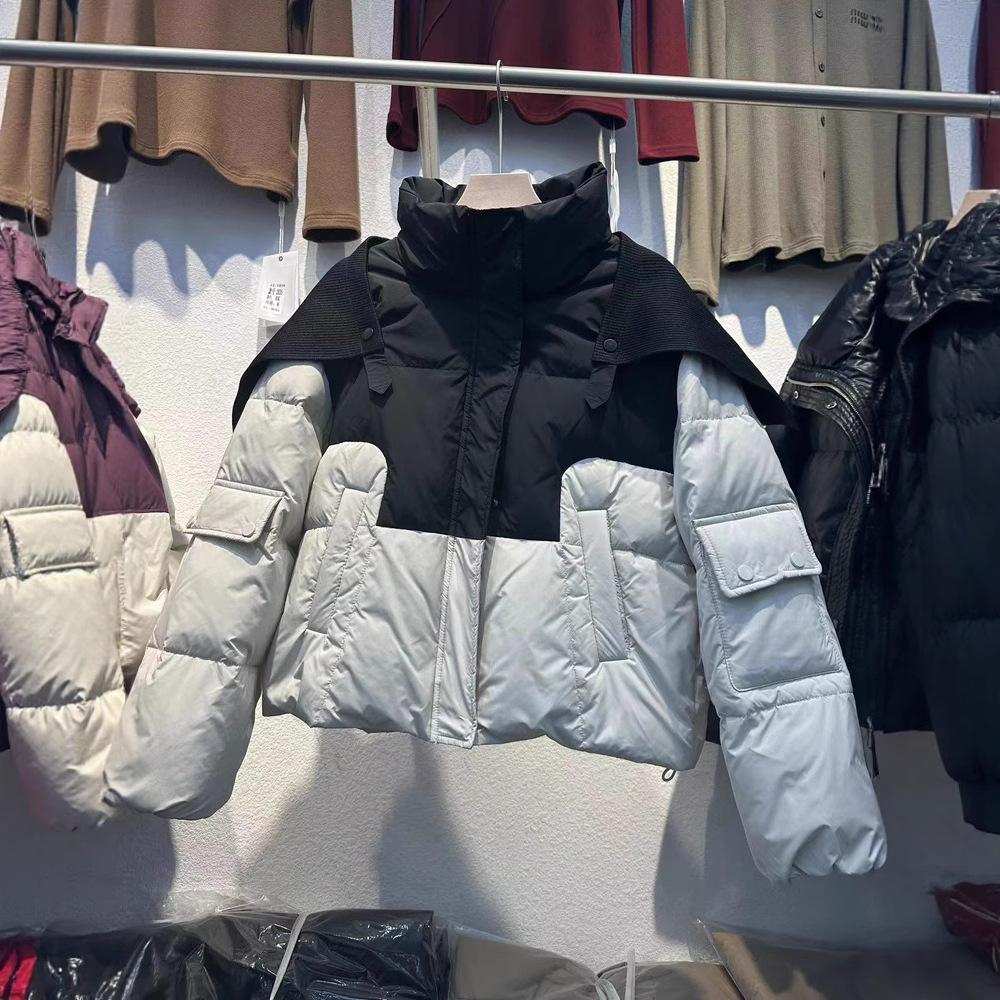 Winter New Style Women's Cotton-padded Coat, Fashionable Short Style Bread-padded Coat, Contrasting Color Personalized Cotton-padded Jacket