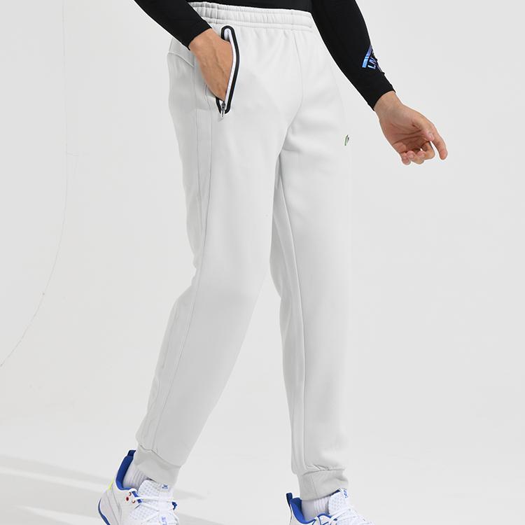 Li Ning Badminton Series Solid Color Logo Print Cuffed Fleece Casual Pants Men Bottoms Water-Gray AKLS985-1