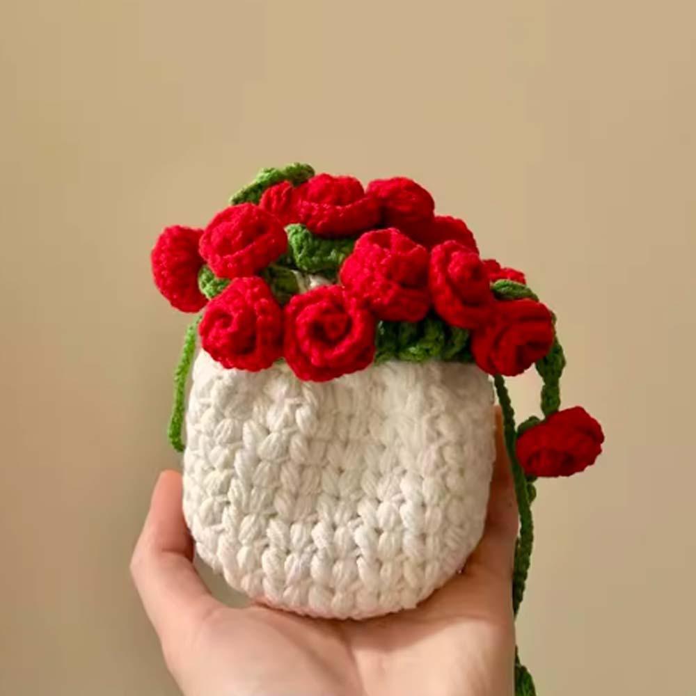 Soft DIY Rose Bouquet Bag Creative Crocheted Bouquet Handbag Festival