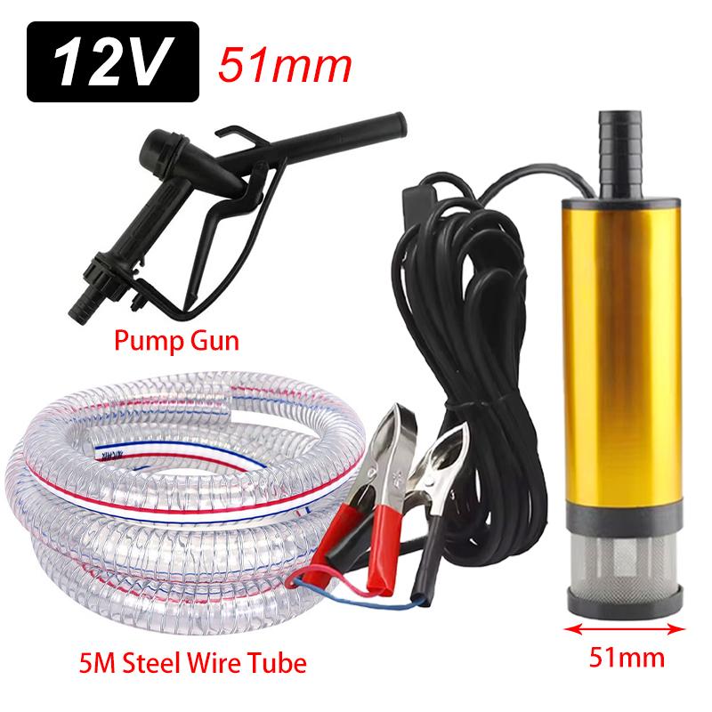 Car Electric Oil Pump DC 12V 24V For Auto Pumping Diesel Oil Water Submersible 12L / Min Fuel Transfer Pump Aluminum Alloy Shell