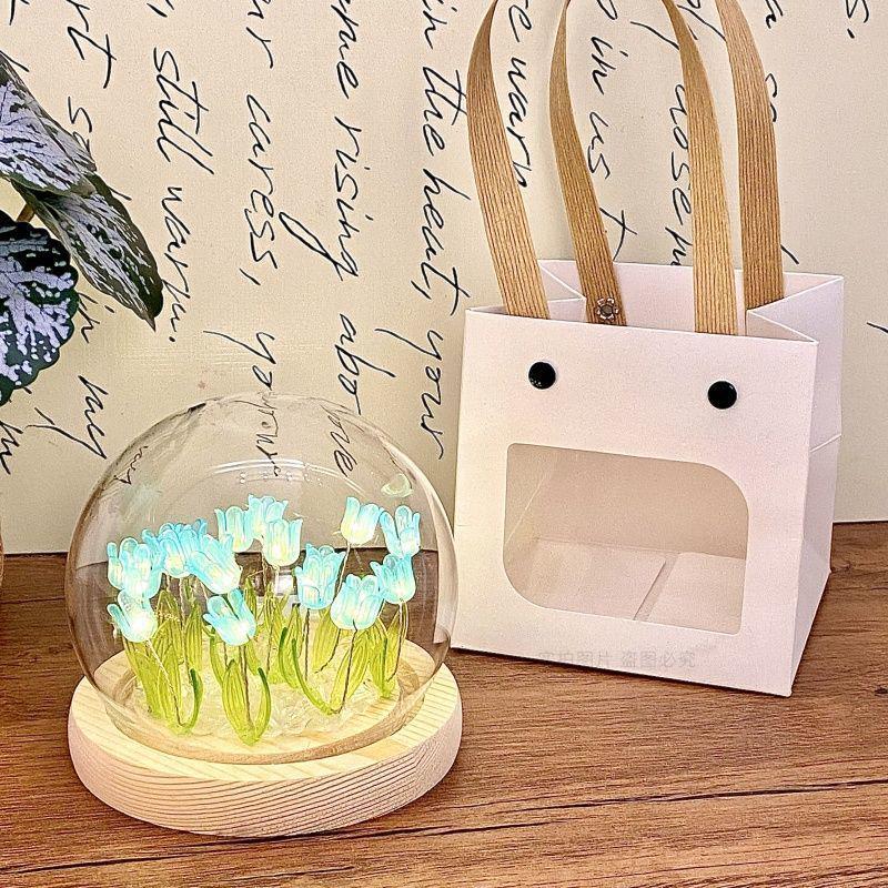 Handmade High-End Tulip Glass Night Light for Bedroom Decor