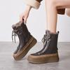 Thick-soled Leather-faced Thick-fleece Snow Boots Women's New Winter Fleece Thickened and Heightened Medium Boots Warm Cotton Shoes