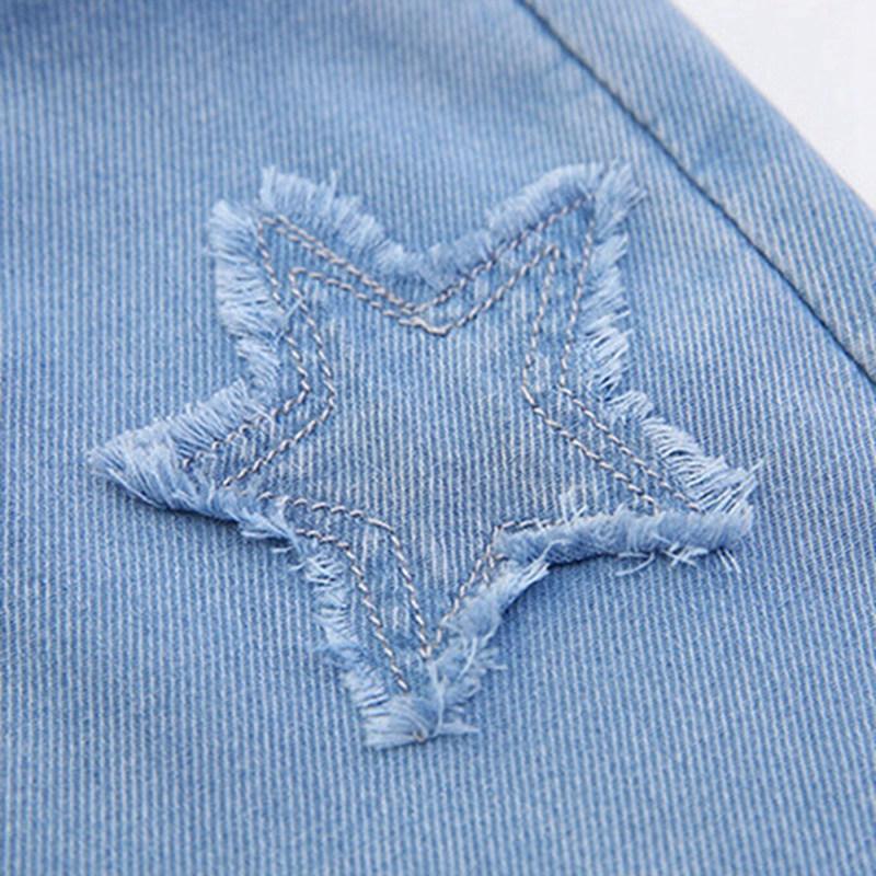 5-16 Years Kids Girls Pants Star Embroidered Casual Jeans