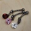Titanium Navel Ring With Red Zircon - Silver - Tpp-042 1.6/10