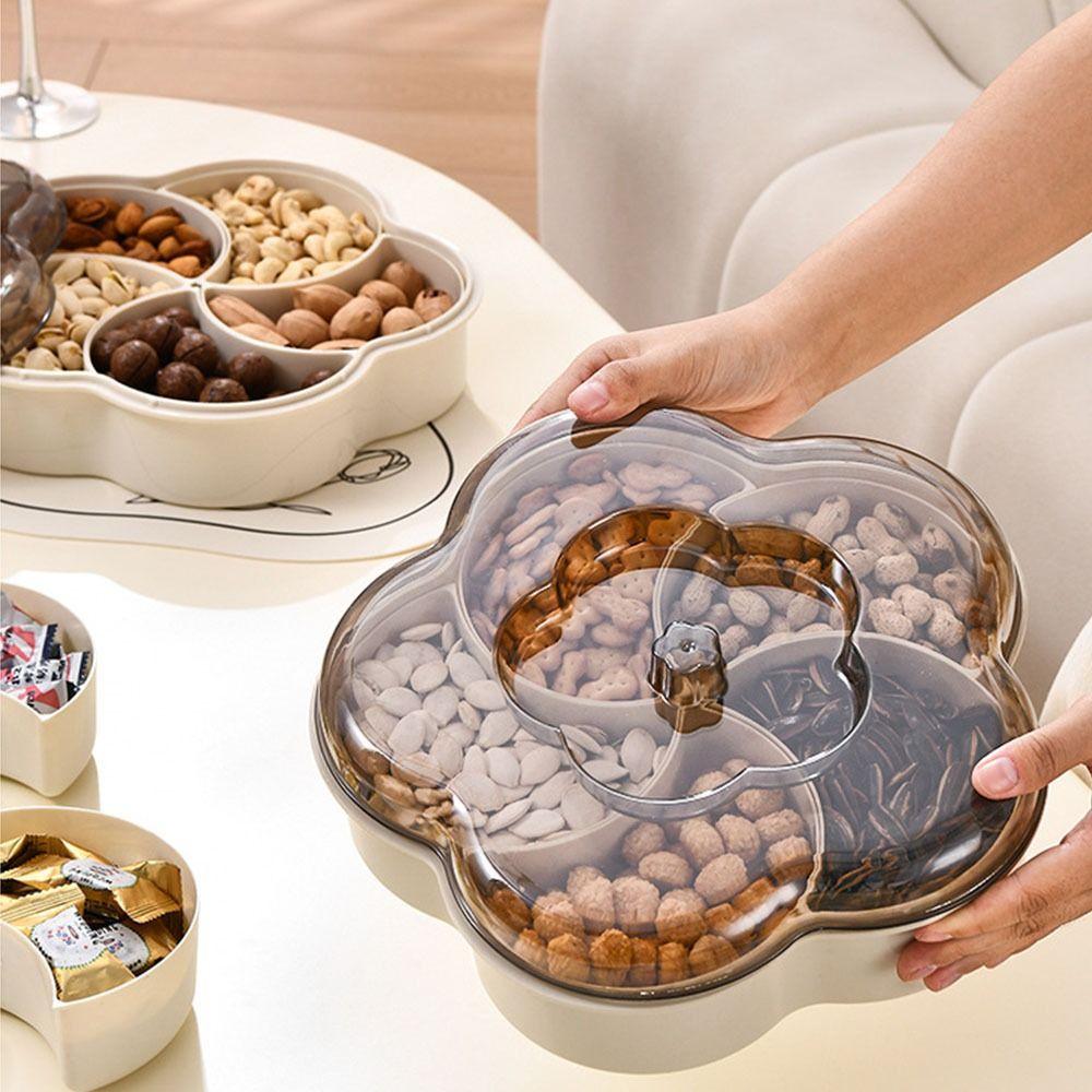 5 Compartments Divided Serving Tray With Lids Candy Tray Divided Serving Platter Box  New Year