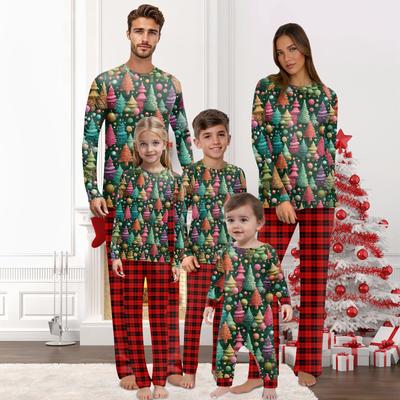 Christmas Prints Family Matching Long Sleeve Tops+Pants Set Family Matching Sets