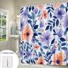 1 Watercolor Floral Garden Shower Curtain - Lavender flowers and dark blue leaves, Polyester fabric, Machine washable