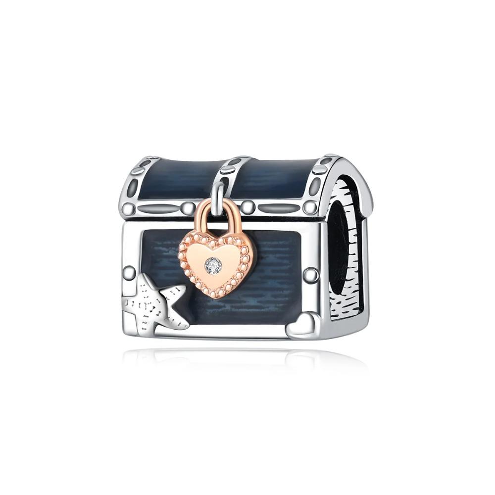 Charms Lucchetto Chiave in Argento 925 Ciondoli a Forma di Cuore per Bracciale Gioielli Fai da Te Regalo