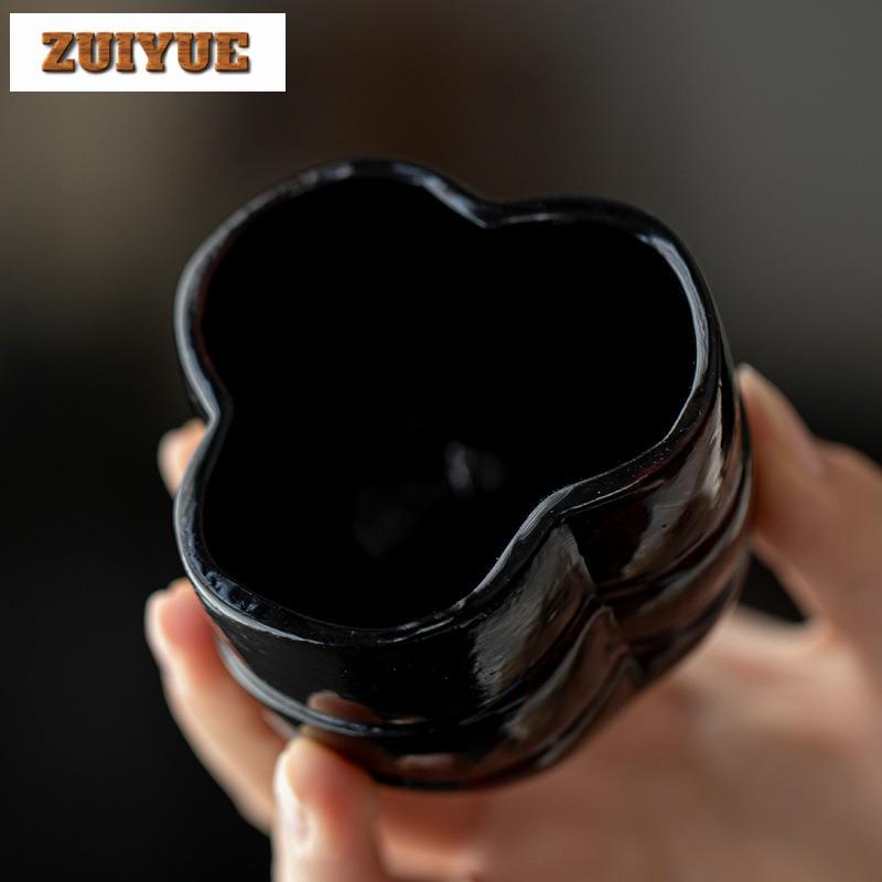 110ml Wabi-sabi Handmade Rough Pottery Tea Cup Creative Plum Blossom Master Cup Powder Yin Large Home Coffee Mug Japanese Style