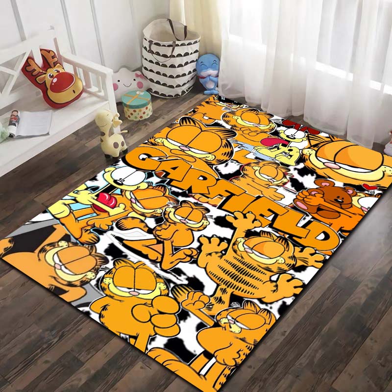 G Garfield Cartoon Cat Print Area Rug Non‑Slip Floor Mat Soft Carpet For Kids Bedroom Living Room Indoor Home Decor Holiday Gift