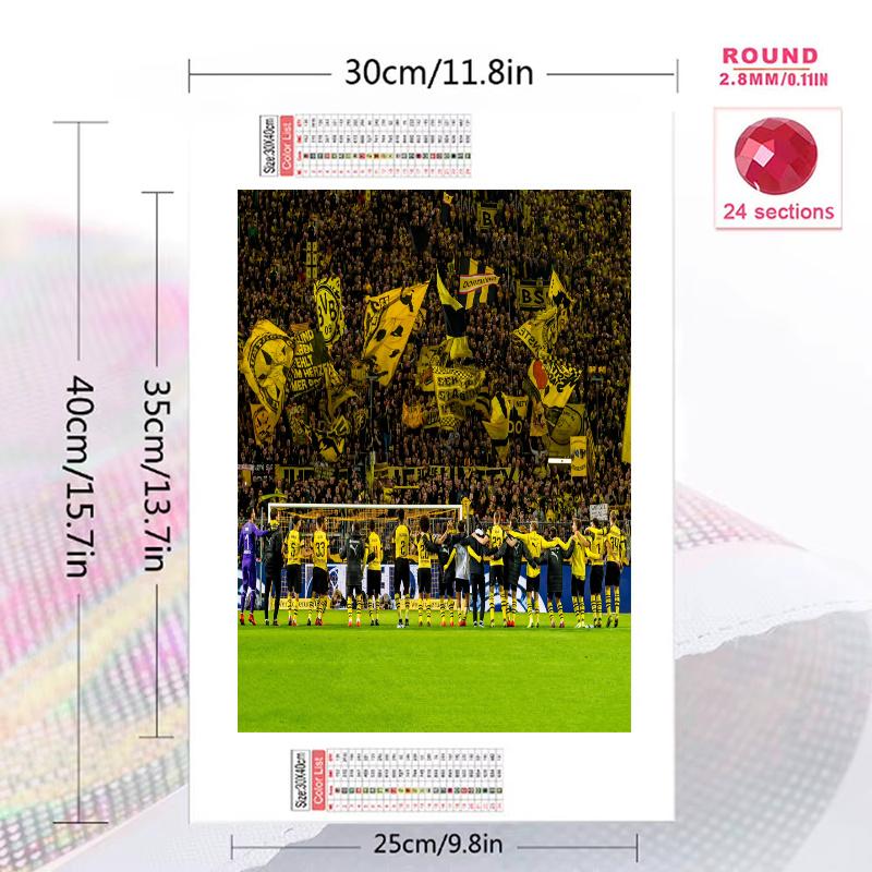 Dortmund Pattern  3pcs 100% Round Full Drill 5D DIY Diamond Painting Embroidery Cross Stitch Rhinestone Décor