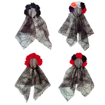 Flower Lace Veil Hairband Woman Music Festivals Makeup Headbands for Carnivals Cosplay Anime Character Headpieces