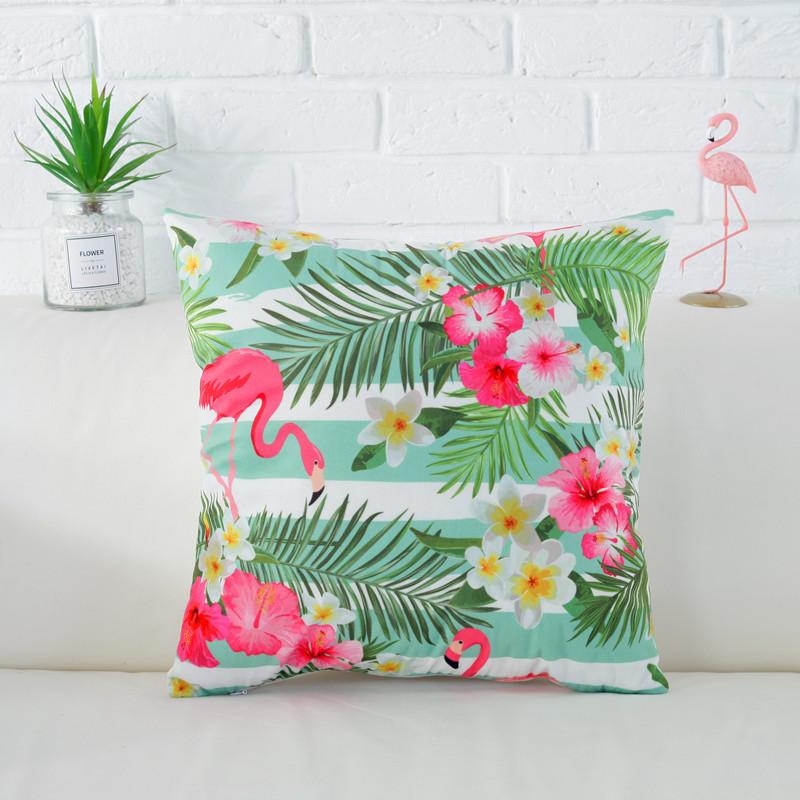 Fresh Flamingo American Nordic Style Velvet Pillowcase Car Sofa Cushion Pillow Windowsill Decorative Pillow