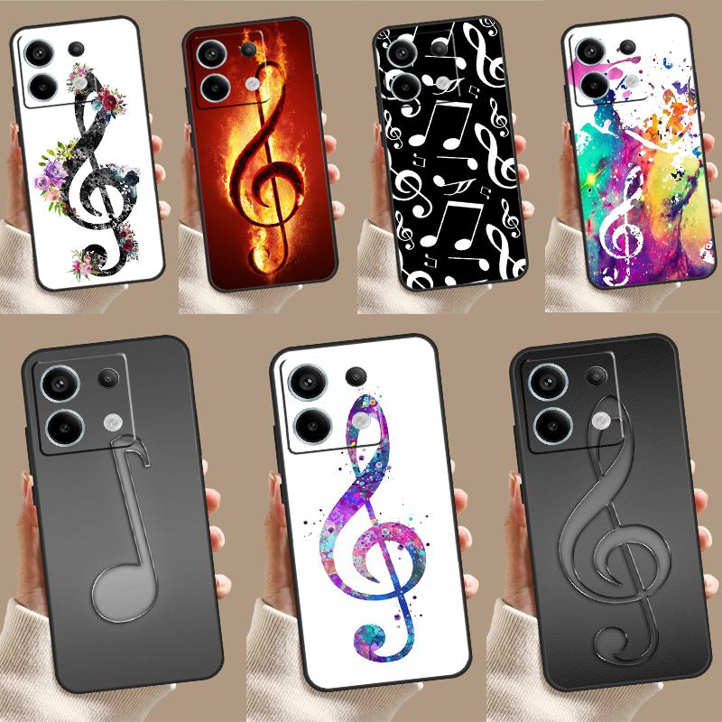 Treble Clef Music Note Case For Xiaomi Redmi Note 13 Pro 12 11 9 10 Pro 12S 11S 10S 9S Redmi 12 10C 12C 13C Cover