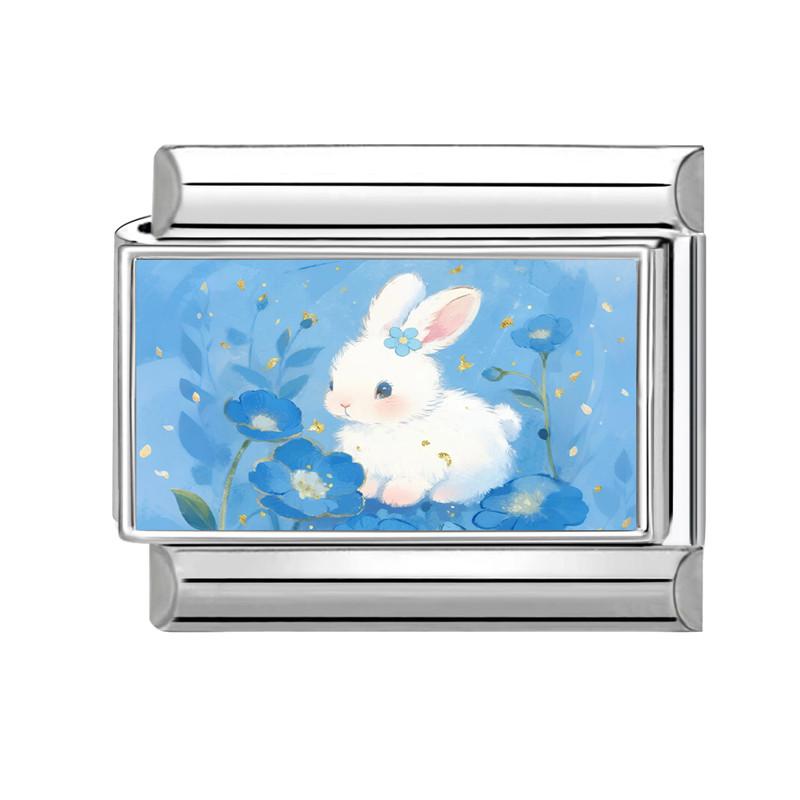 Y2K Lovely Animals Cat Dog Rabbit Moon Butterfly Flower Cactus Italian Charm Fit 9mm Stainless Steel DIY Making Bracelet Jewelry