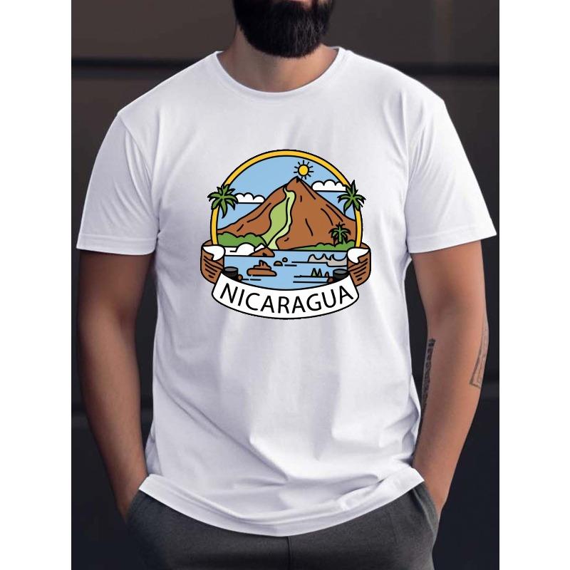 

Nicaragua Volcano Pattern Print Men S T-Shirt - Men S T-Shirt, Short-Sleeve T-Shirt, Men S Tee Shirt S белый