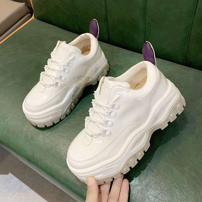 

Sansan and the same spring platform muffin shoes British style small leather shoes soft leather heightening casual dad shoes ins trendy girl two pairs of insoles белый