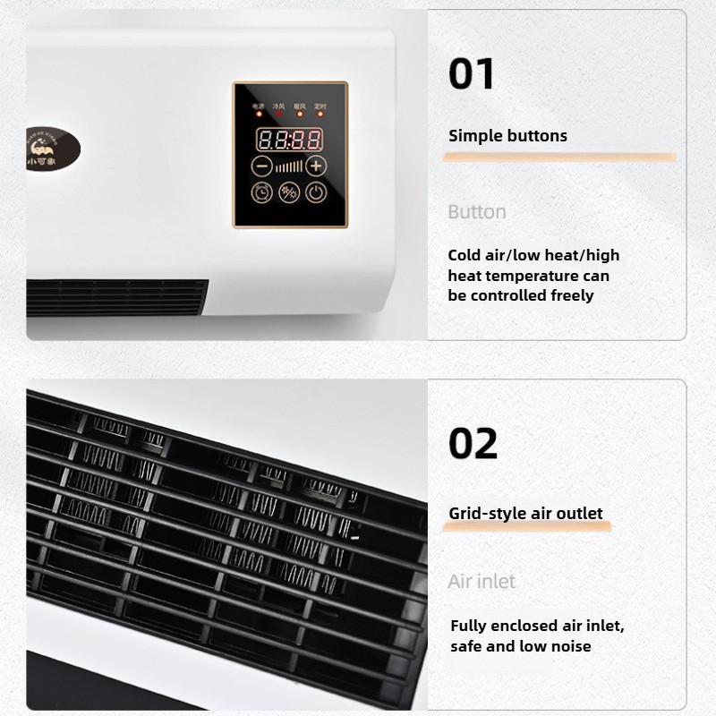 Riscaldatore Elettrico da Parete per la Casa Raffreddamento e Riscaldamento Doppio Uso Ventilatore Condizionatore d'Aria Portatile Piccolo Soffiatore ad Aria Calda per Bagno