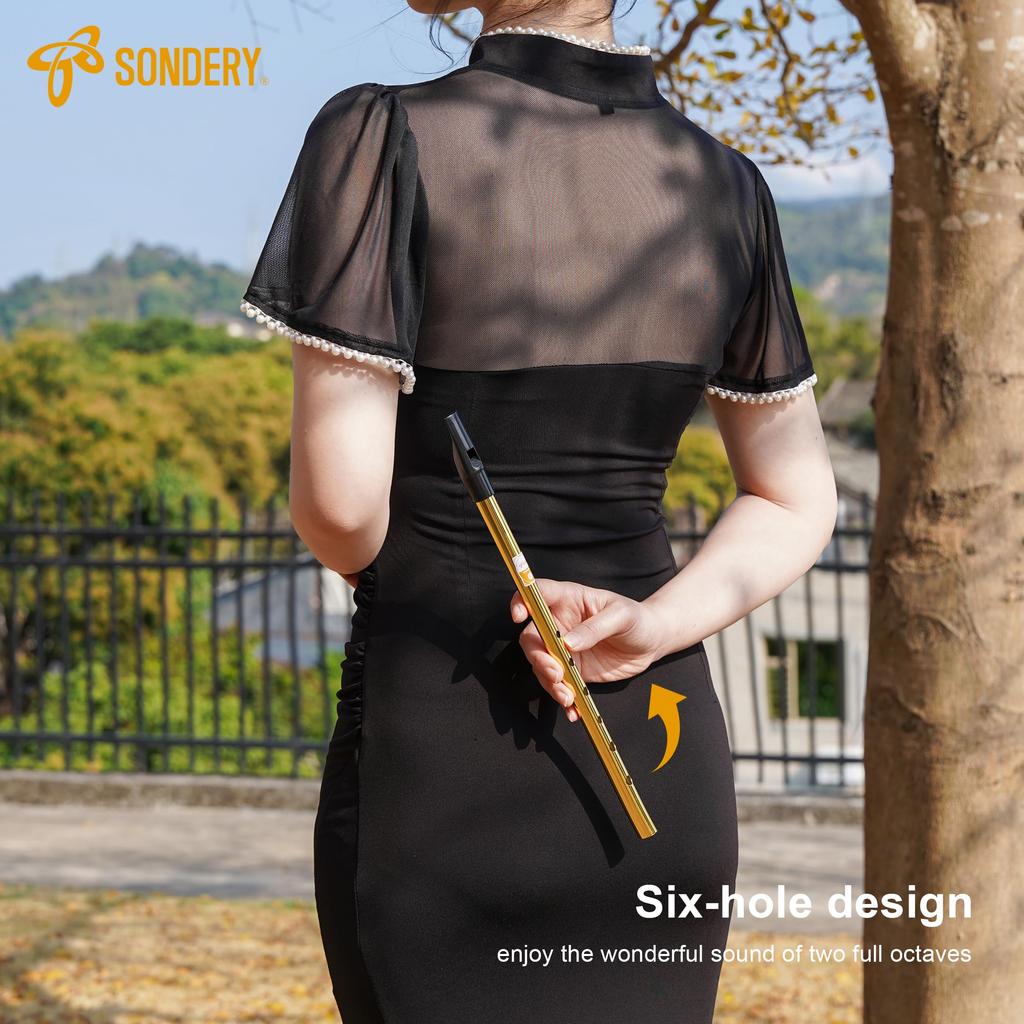 Sondery Tin Whistle, Brass, C Key, Gold